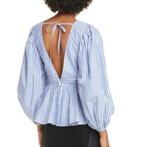 NWT STAUD Luna Puff Sleeve Peplum Top, Size 6